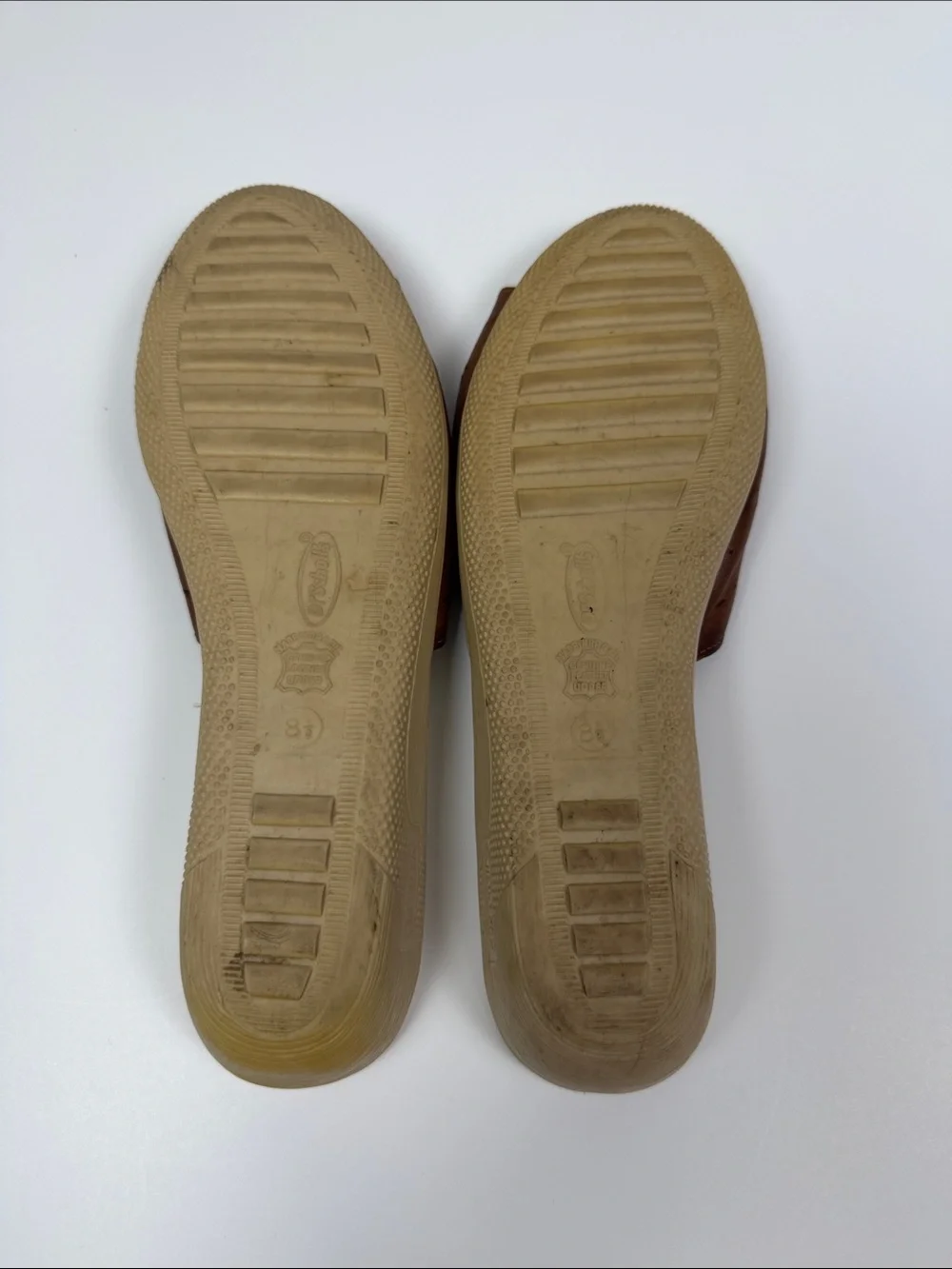 Dr. Scholl’s Brown Leather Sandals Women 8.5 Comfort Buckle Mules Casual Slip On